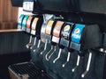 Pepsi' s soft drink dispenser at KFCÃÂ drive thru Royalty Free Stock Photo